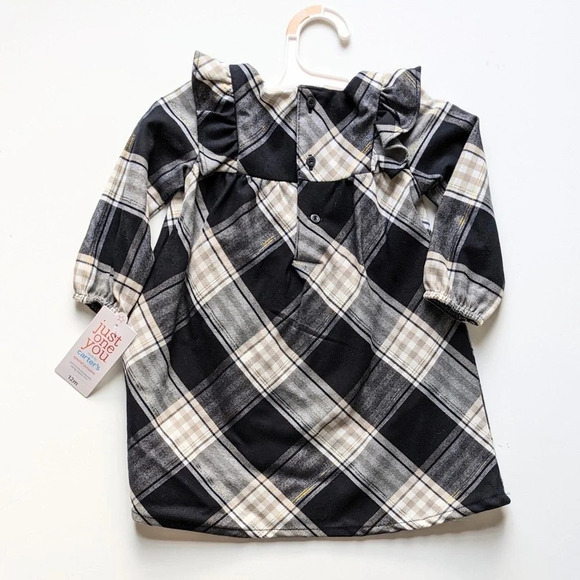 Carters Infant Girls Festive Plaid Ruffle *Dress - Black & Off White - Picture 3 of 7
